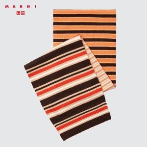 Marni x Uniqlo Cashmere Striped Scarf in Orange
